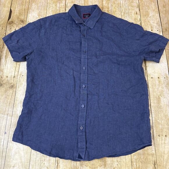 Untuckit Linen Short Sleeve Shirt Slim Fit Wrinkle Resistent Mens Size XL - Picture 5 of 10